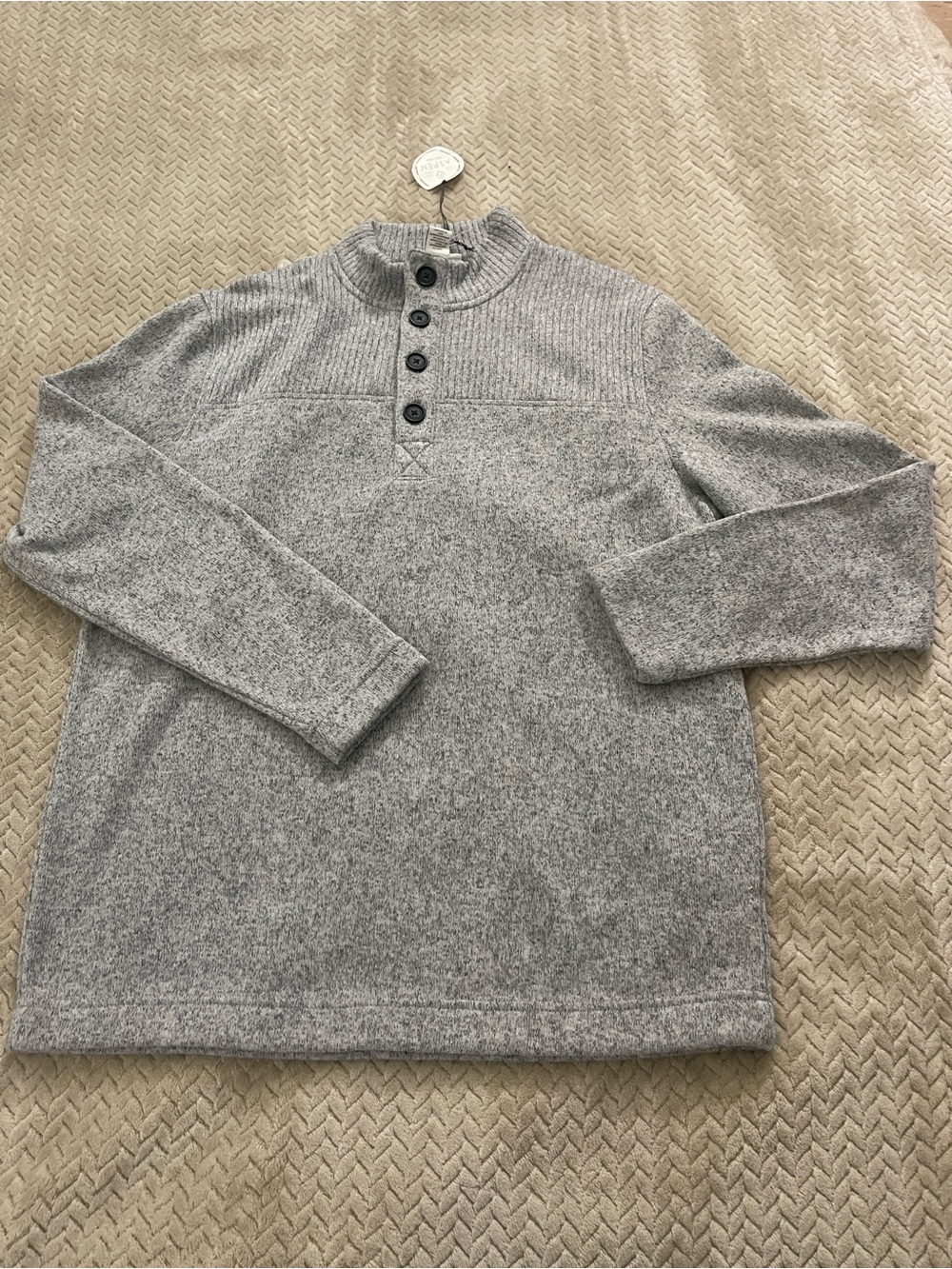 Men's Gray Button-Neck Pullover Sweater